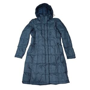 North Face Metropolis Parka Jacket Coat 550 Goose Down Long Blue Womens  Medium